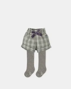 Комплект для девочки серые шорты в клетку с колготками Tutto Piccolo