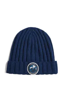 Шапка бини в рубчик с логотипом Brunello Cucinelli Kids, синий