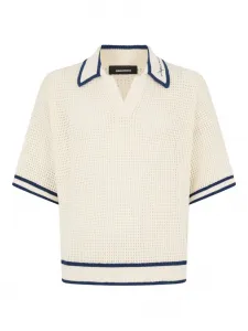 Вязаная футболка с ажурным узором Dsquared2, кремовый