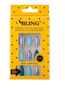 Типсы BLING, Искусственные ногти, (24 шт.) – гламур, V-образный рисунок, inna