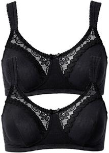 Бюстгальтер без косточек из натурального хлопка (2 шт в упаковке) Bpc Bonprix Collection, черный