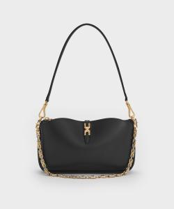Сумка Adalyn с металлизированной цепочкой на плечо Charles & Keith, цвет Black