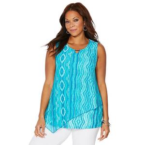 Женская сетчатая майкаCatherines больших размеров Monterey, цвет Teal Ikat Geo