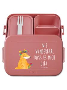 Mr. & Mrs. Panda Контейнер для хранения продуктов с изображением лисы и цветка и надписью пастельно-красного цвета