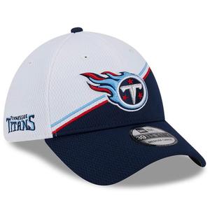 Мужская кепка New Era белого/темно-синего цвета Tennessee Titans 2023 Sideline 39THIRTY Flex Hat