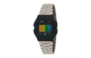 CASIO Мужские часы Retrofit Series с кварцевым механизмом, стальной браслет, черный циферблат