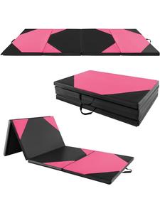COSTWAY Складной мягкий напольный коврик 300x120 см, розовый