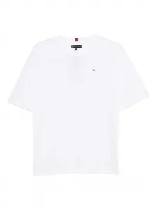 Хлопковая футболка с вышитым логотипом Tommy Hilfiger Junior, белый