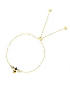 Регулируемый браслет-боло в виде пчелы с эмалью из кубического циркония из стерлингового серебра (также из 14-каратного золота поверх серебра) Macy'S, yellow