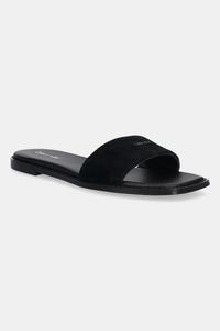 Замшевые шлепанцы Flat Sandal Squared HF Sue Calvin Klein, черный