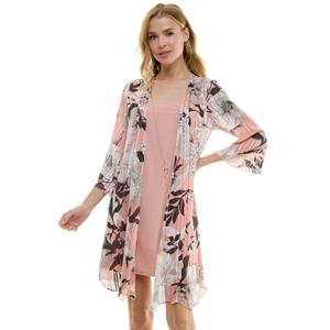 Женский комплект из двух предметов: жакет с расклешенными рукавами и платье с отложным воротником Luxology, цвет blush gray ivory