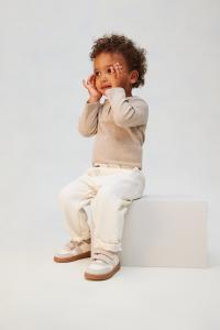 Рубашка на пуговицах из хлопка в рубчик H&M, бежевый