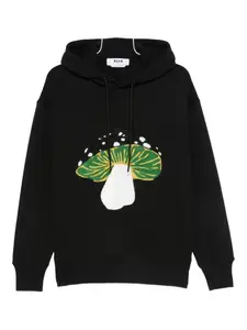 Худи с вышивкой в виде грибов MSGM, черный