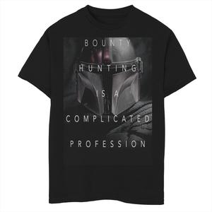 Футболка с темным плакатом и графическим рисунком для мальчиков 8–20 лет «Звездные войны, мандалорец, сложная профессия» Star Wars