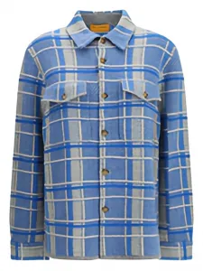Рубашка в клетку с накладными карманами Guest In Residence, синий