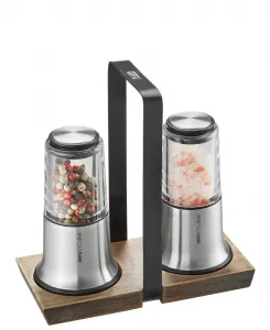 Набор из небольшой мельницы для соли и перца GEFU из нержавеющей стали с керамической мельницей, сатинированная отделка Legnoart, серебряный