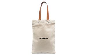 JIL SANDER Сумка-тоут из холста с кожаными деталями, унисекс наплечная сумка white