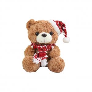 Мягкий и милый шарф с плюшевой куклой Teddy Bear, высота 22 см MIANHUIYI, коричневый/красный