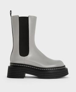 Ботинки челси на платформе средней высоты с декоративной строчкой Charles & Keith, цвет Grey