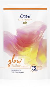 Терапевтическая светящаяся соль для ванн Dove, blood orange & spiced rhubarb 400 гр