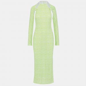 Платье-миди Jacquemus La Robe Nodi в зеленую клетку из трикотажа