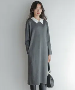 Вязаное платье с кружевным воротником Suite L, цвет Gray [004]