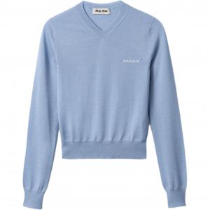 Свитер с V-образным вырезом Miu Miu, sapphire синий