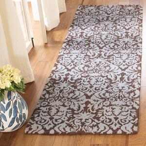 Ковер-дорожка SAFAVIEH, 77 x 366 см, Chelsea Collection, Brown & Grey, ручной работы в стиле French Country из шерсти, идеально для помещений с высокой проходимостью: гостиная, спальня (HK368B)