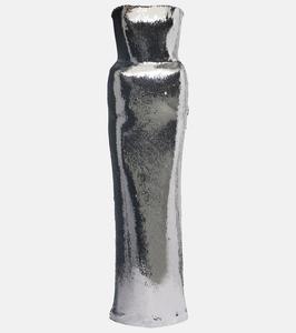 Пышное платье-бюстье с пайетками David Koma, Silver