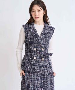 Жилет из твида с поясом Noela, цвет Navy