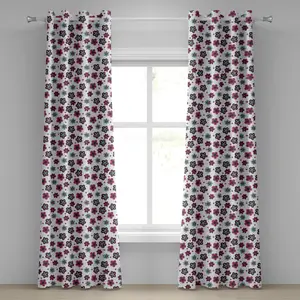 Шторы на люверсах ABAKUHAUS с цветочным рисунком, милые бутоны цветов, стильный девчачий узор, принт Летняя красота, декоративные двухпанельные шторы, 280 x 175 см, цвет: пурпурный, серый, светло-голубой Abakuhaus