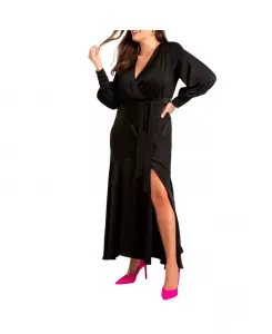 Платье макси из атласа больших размеров ELOQUII, черный