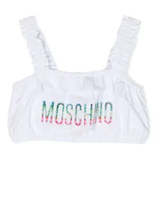 Топ бикини с вышитым логотипом Moschino Kids, белый