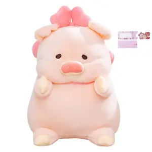 AOLETU Мягкая розовая креативная пухлая и очаровательная плюшевая кукла поросенок с бантом, высота 20см/30см/40см