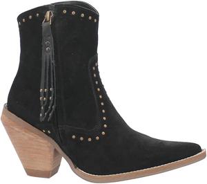 Женские ковбойские ботильоны Dingo Classy N' Sassy с открытым носком Fashion Boot, Black Suede