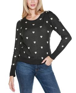 Женский свитер с маленькими сердечками Belldini, Heather Charcoal, Cream