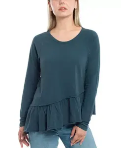 Футболка с асимметричным низом и рукавами реглан. Wilt Clothing, синий