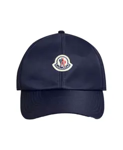 Атласная бейсболка темно-синего цвета Moncler, синий