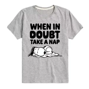 Футболка для мальчиков 8-20 лет с принтом "Арахис" и Снупи "Если сомневаешься — вздремни" Licensed Character, серый