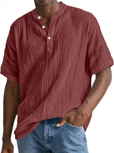 Поли футболка для мужчин Henley с коротким рукавом Dry Fit