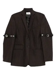 Блейзер в тонкую полоску с ремешками Coperni, коричневый