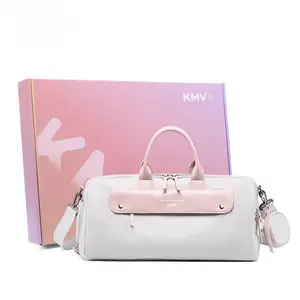 KMV Большая спортивная сумка из полиэстера для женщин, Gray Pink Gift Box Set