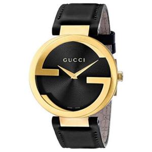 GUCCI Часы Interlocking Wrist Watch Quartz Movement Leather Strap Black Dial Unisex