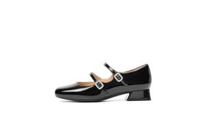 BELLE Туфли Мэри Джейн на блочном каблуке, женские, бордовые, серебристо-черные