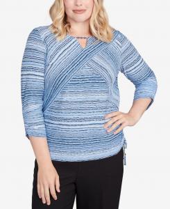 Укороченный трикотажный топ с текстурированными полосками Alfred Dunner, Perriwinkle