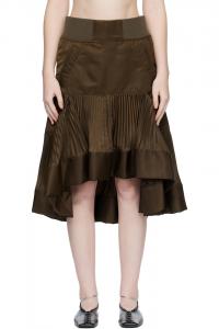 Юбка миди из нейлоновой саржи Sacai, коричневый