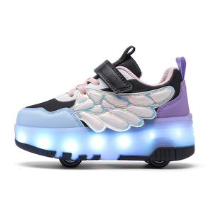 Износостойкая, легкая, амортизирующая, дышащая, нескользящая, детская обувь для подростков Wooden Rabbit, черный/фиолетовый