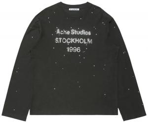 Футболка с длинными рукавами и круглым вырезом с логотипом Acne Studios, черная