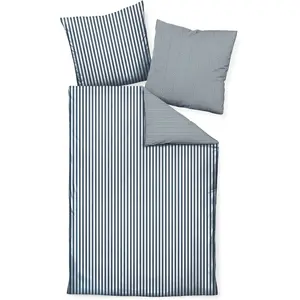 Двустороннее постельное белье Janine «модернклассик 3912, 100% хлопок», (2 шт.), на молнии, дизайн в полоску, цвет atlantik