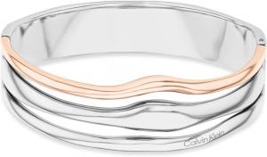 Женский браслет-браслет Calvin Klein Wavy Bangle из нержавеющей стали с застежкой-шарниром - современная элегантность - модный ювелирный аксессуар премиум-класса - подарок для нее, Silver-Rose Gold